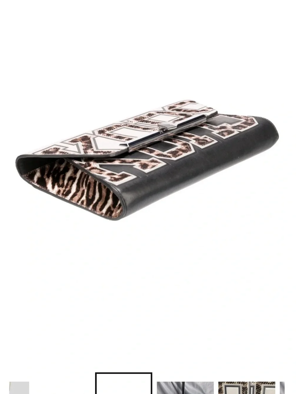 Michael Kors White, Black & Leopard-Print Logo Clutch - Picture 5 of 12